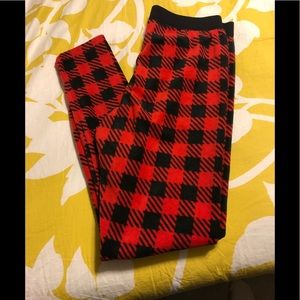 Plaid fleece leggings